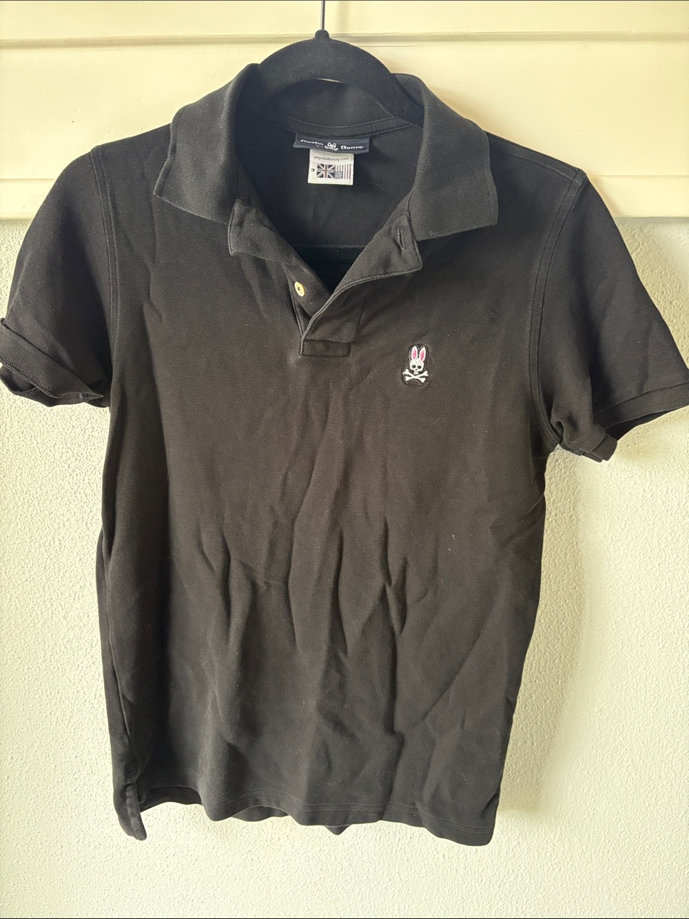 Psycho Bunny Black Polo with Pink Accent Logo
